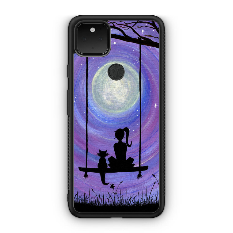 Woman Cat and Moon Google Pixel 5 Case