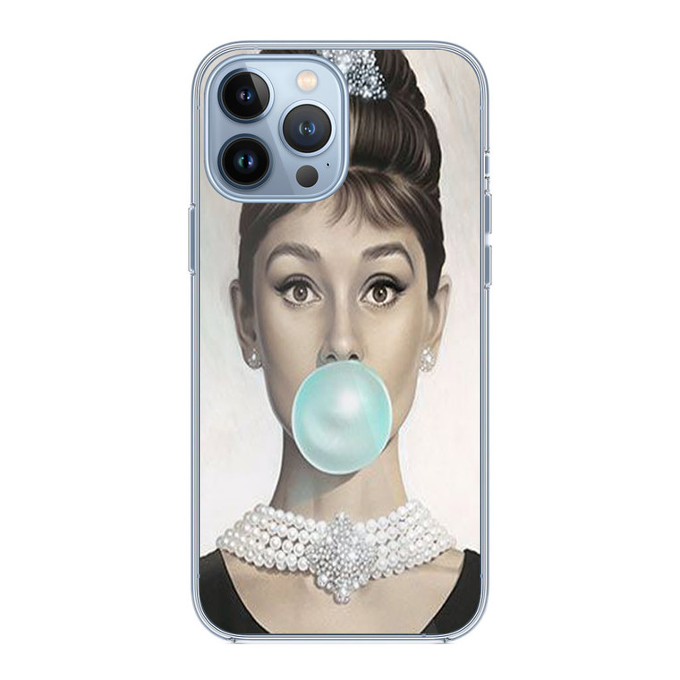 Audrey Hepburn Bubble Blue iPhone 13 Pro Max Case