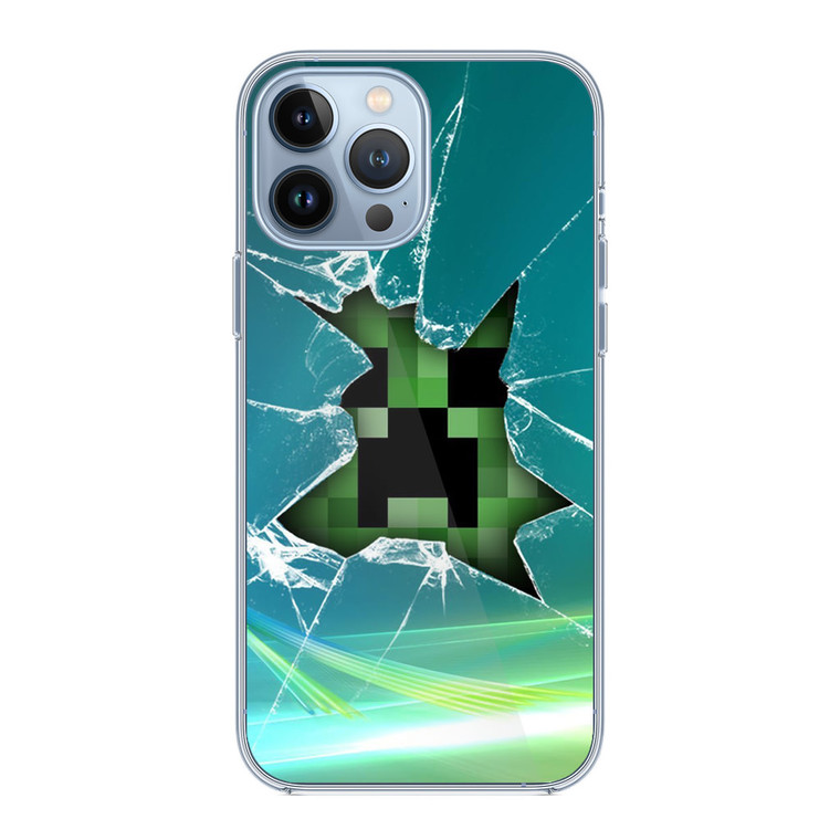 Minecraft Creeper Glass Broken iPhone 13 Pro Case