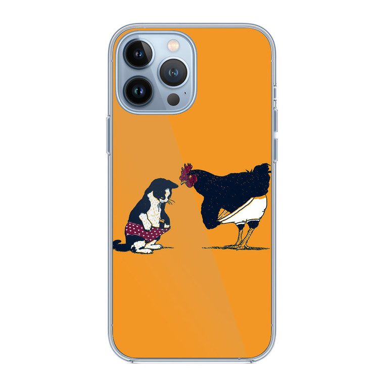 Cat Chicken Yellow Underwear Cute iPhone 13 Pro Case