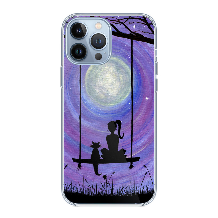 Woman Cat and Moon iPhone 13 Pro Case