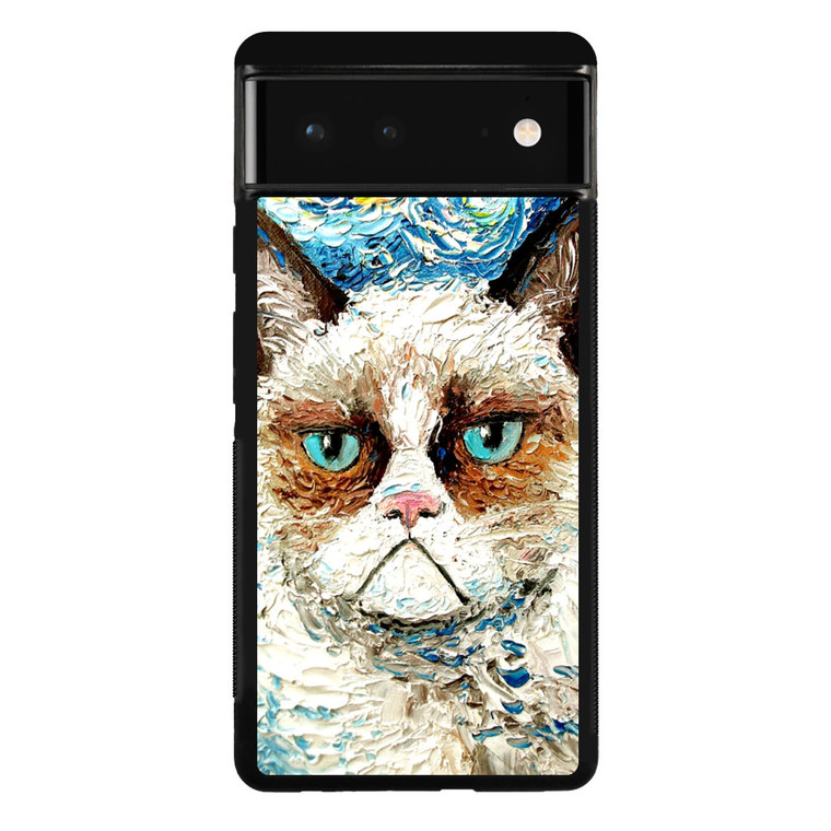 Starry Night Grumpy Cat Google Pixel 6 Case