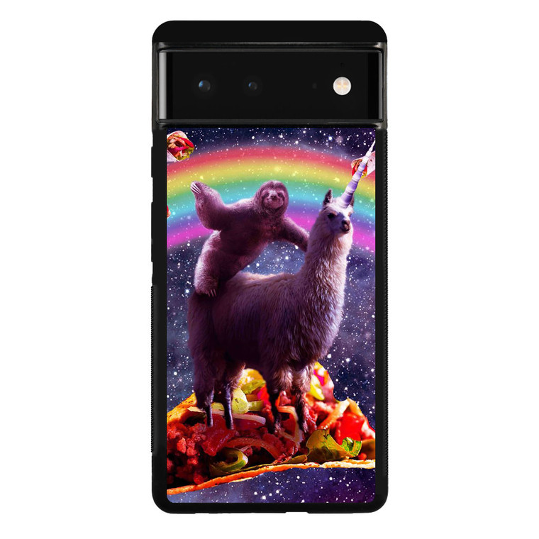 LLama and Sloth on space Google Pixel 6 Case