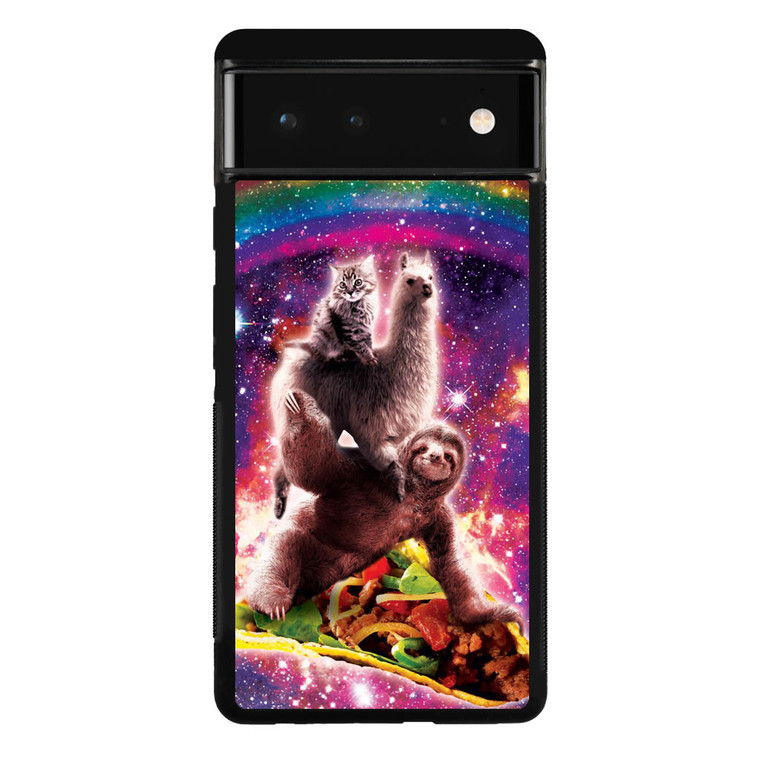 LLama Sloth and Cat Playing Together Google Pixel 6 Case