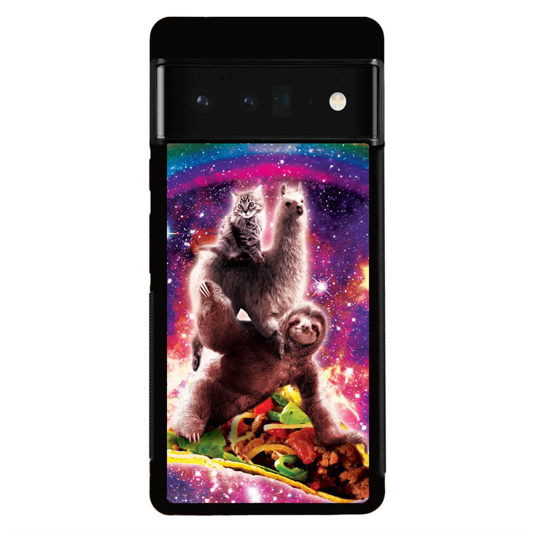 LLama Sloth and Cat Playing Together Google Pixel 6 Pro Case