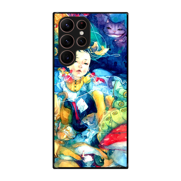 Alice In Wonderland Watercolor Painting Samsung Galaxy S22 Ultra Case