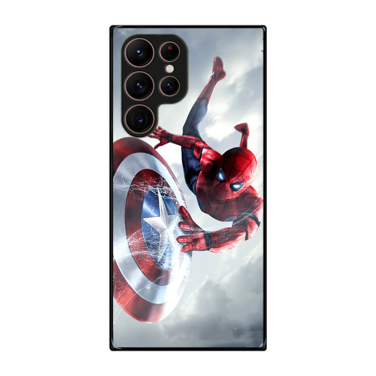 Spiderman Captain America Shield Samsung Galaxy S22 Ultra Case