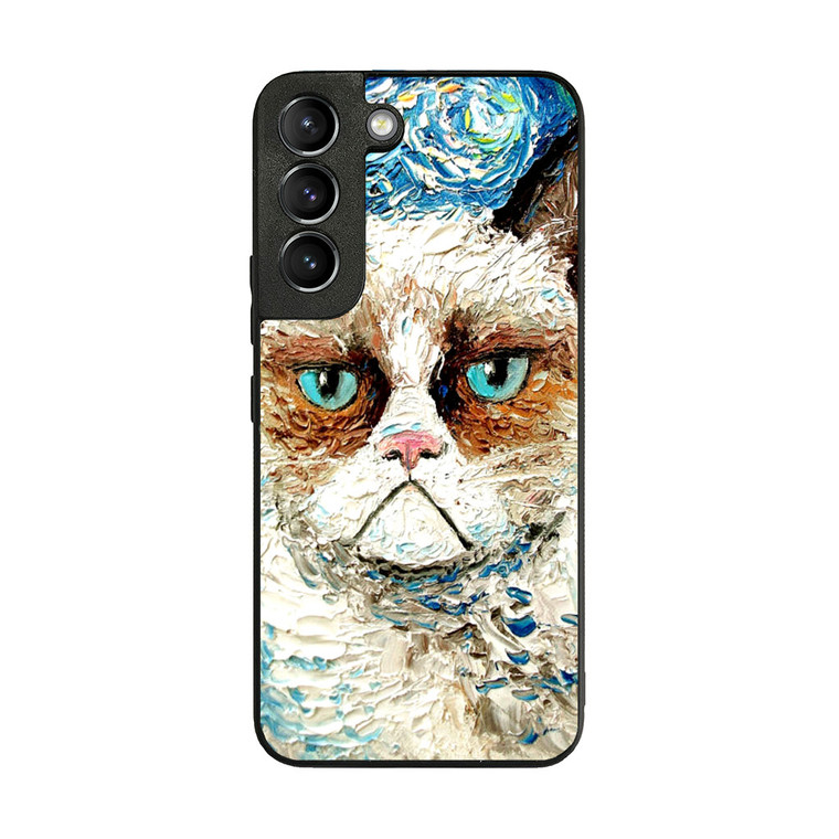 Starry Night Grumpy Cat Samsung Galaxy S22 Case