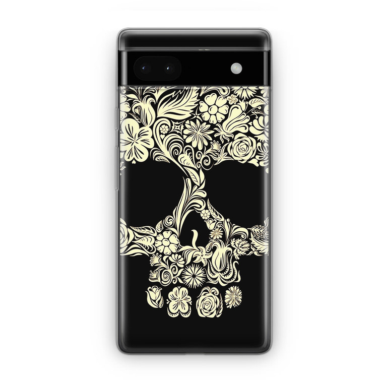 Dark Skull Flowers Google Pixel 6A Case
