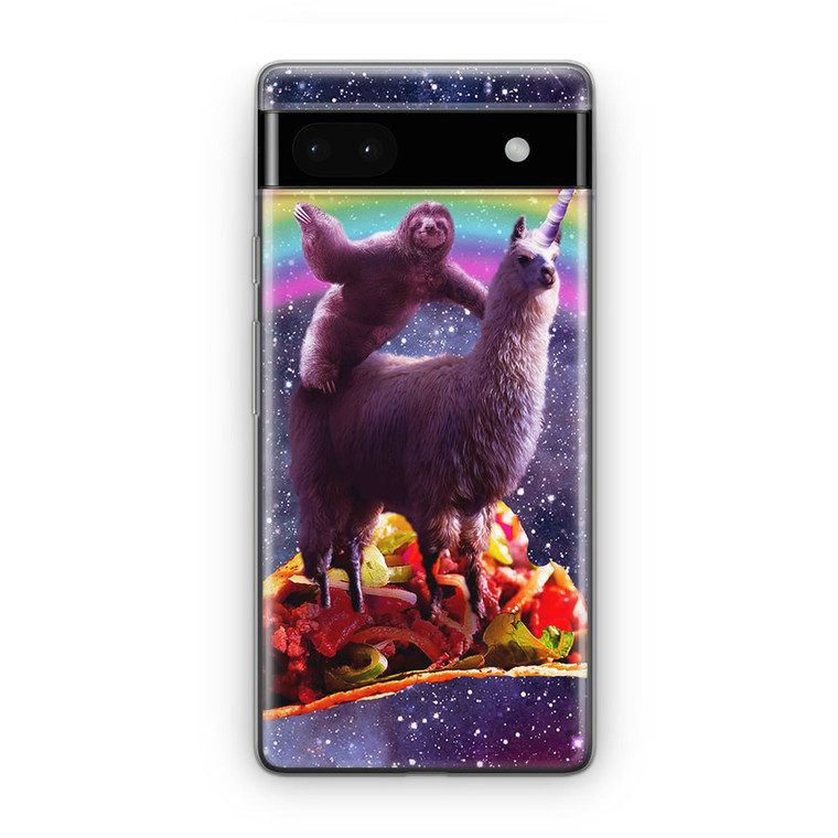 LLama and Sloth on space Google Pixel 6A Case