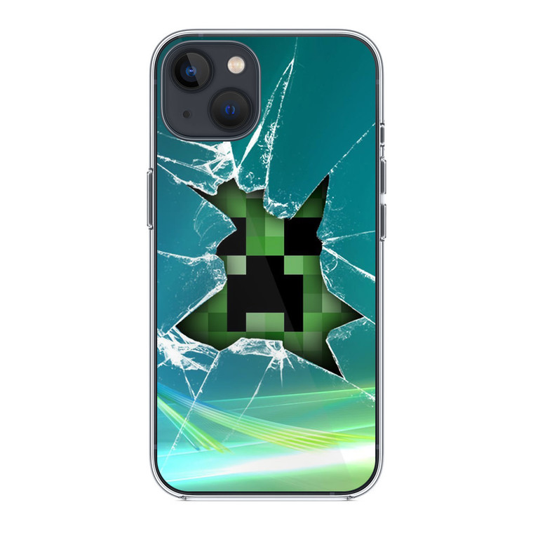 Minecraft Creeper Glass Broken iPhone 14 Case