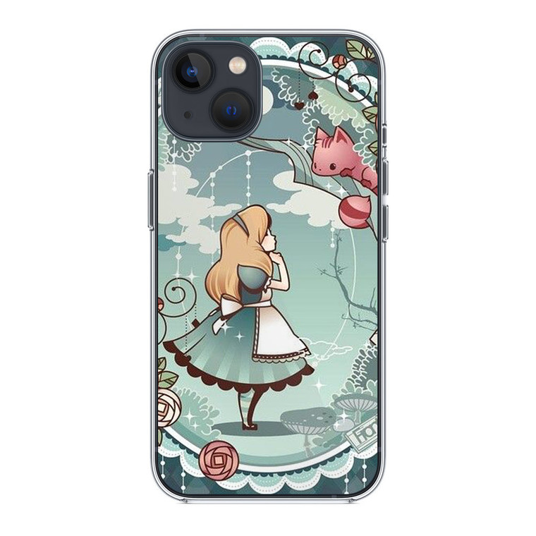 Alice and Cheshire Cat Poster iPhone 14 Case