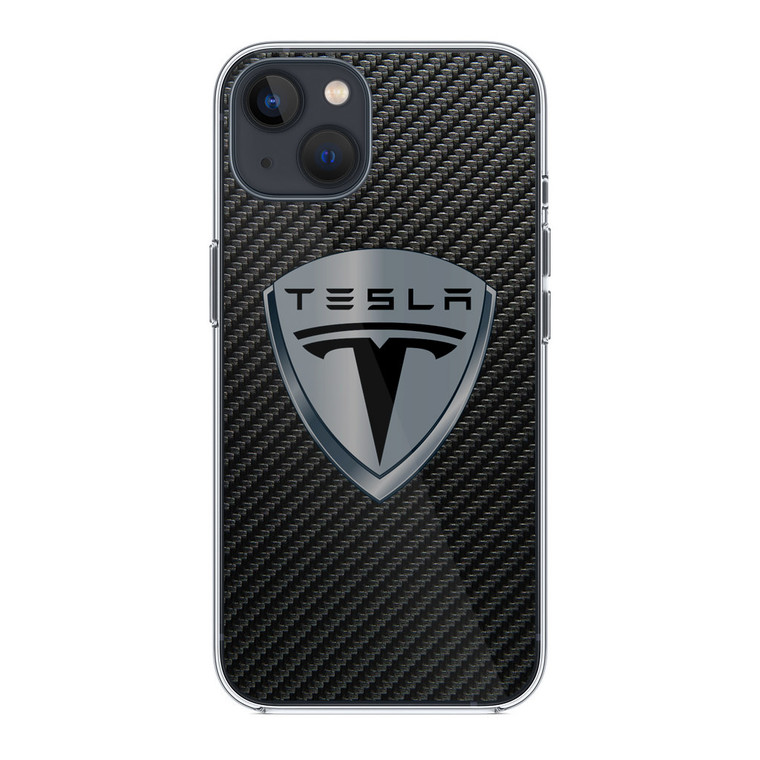 Tesla Motors Logo Carbon iPhone 14 Case