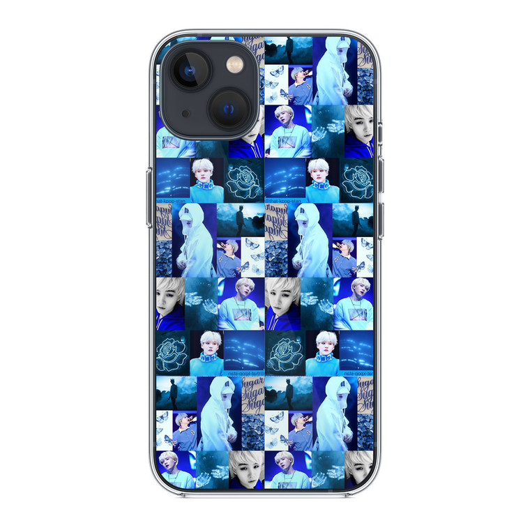 BTS Suga Blue Aesthetic Collage iPhone 14 Case