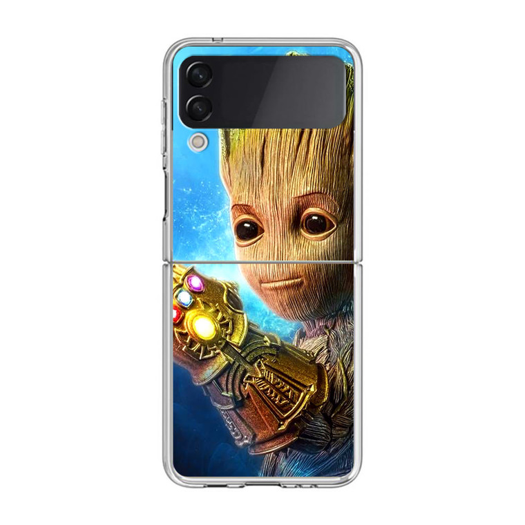 Baby Groot Using the Knob of Infinity Samsung Galaxy Z Flip3 Case