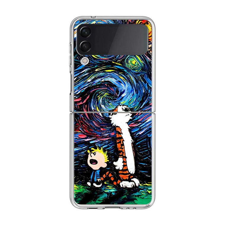 Calvin and Hobbes Art Starry Night Samsung Galaxy Z Flip3 Case