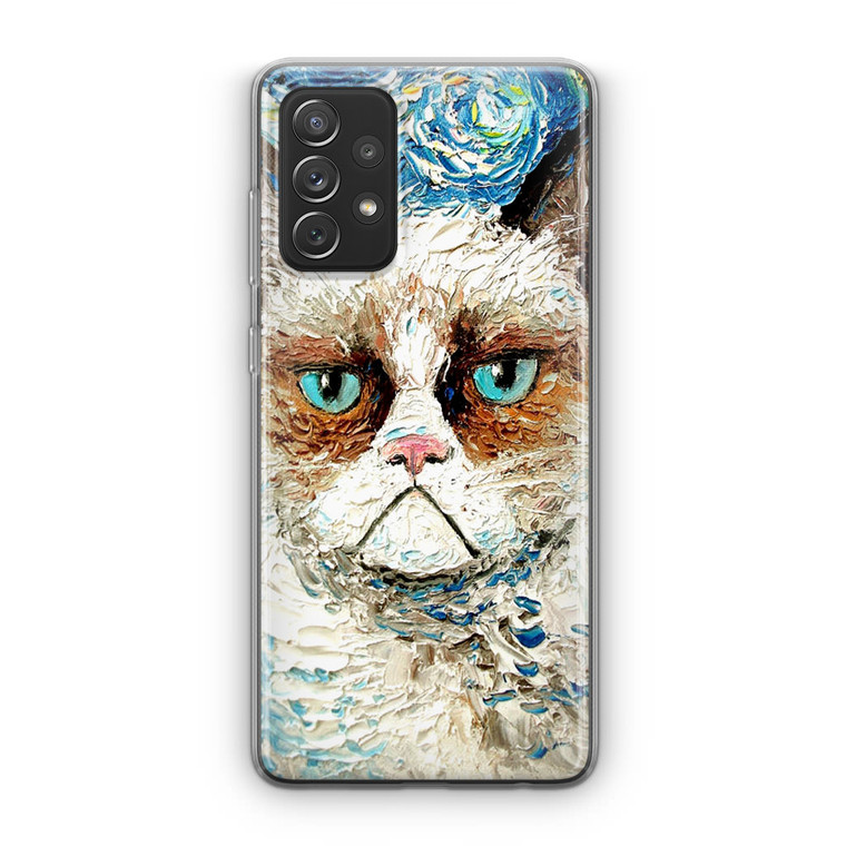 Starry Night Grumpy Cat Samsung Galaxy A23 5G Case