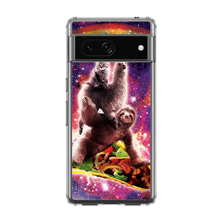 LLama Sloth and Cat Playing Together Google Pixel 7 Pro Case
