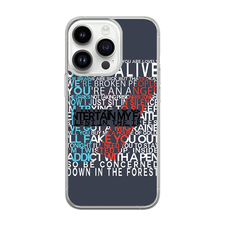 Twentty One Pilots Stay Alive Lyrics iPhone 14 Pro Case