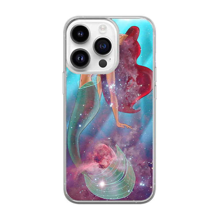 Ariel the Little Mermaid on Galaxy Nebula iPhone 14 Pro Case