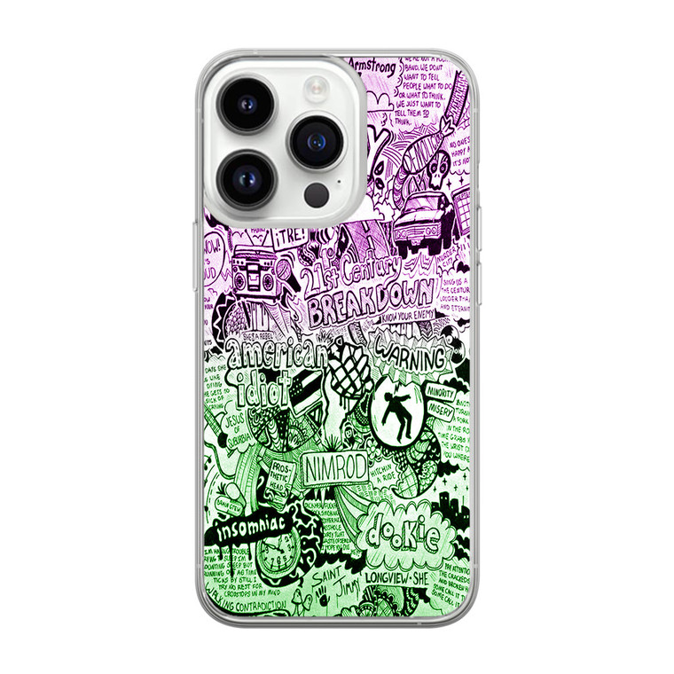 Greenday Song List iPhone 14 Pro Case