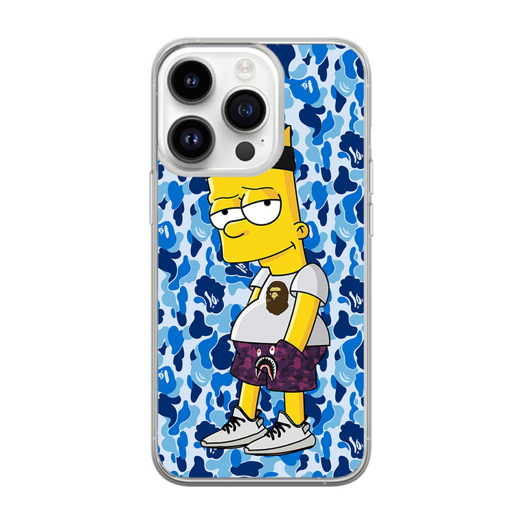 Bart Blue Bape Camo iPhone 14 Pro Case