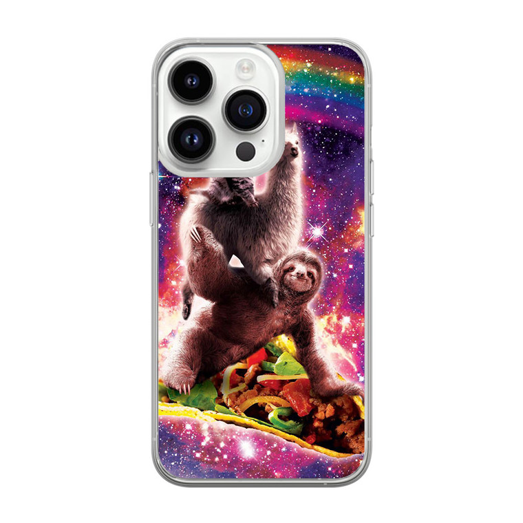 LLama Sloth and Cat Playing Together iPhone 14 Pro Case