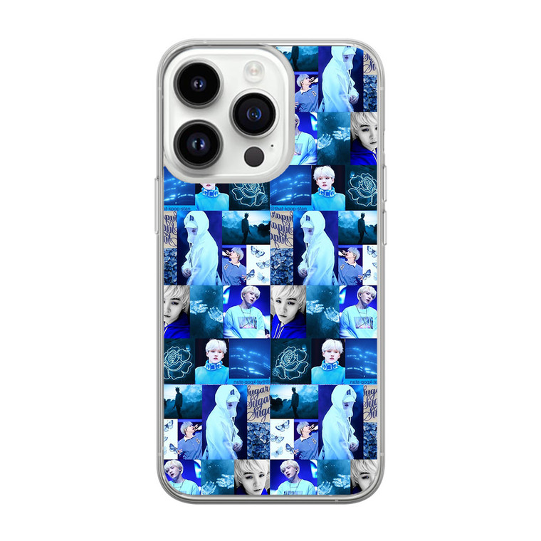 BTS Suga Blue Aesthetic Collage iPhone 14 Pro Case