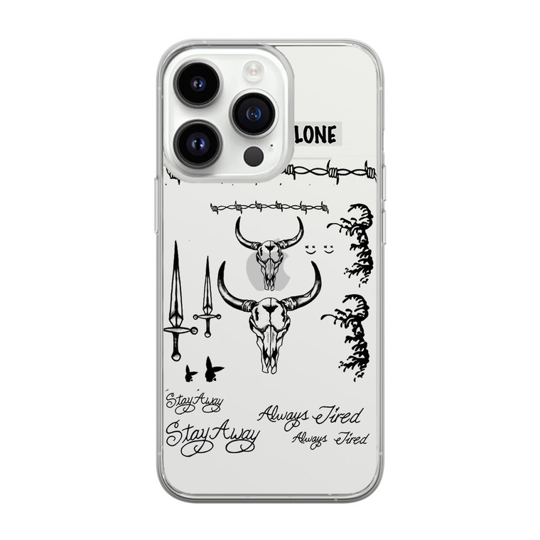 Post Malone Tattoo Transparent iPhone 14 Pro Case