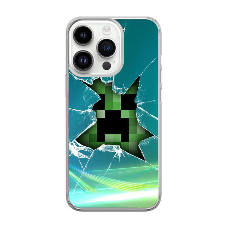 Minecraft Creeper Glass Broken iPhone 14 Pro Case