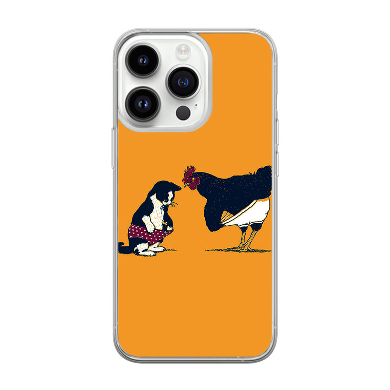 Cat Chicken Yellow Underwear Cute iPhone 14 Pro Max Case