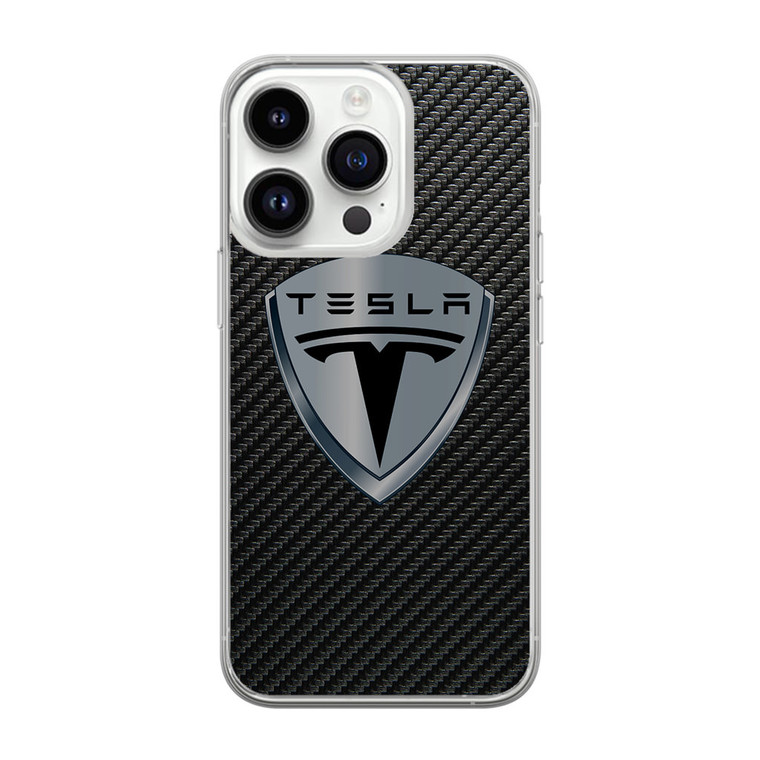 Tesla Motors Logo Carbon iPhone 14 Pro Max Case