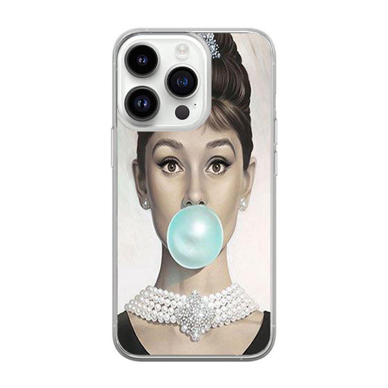 Audrey Hepburn Bubble Blue iPhone 14 Pro Max Case