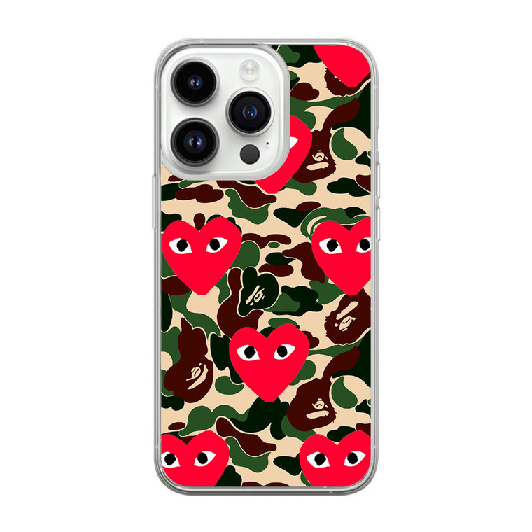 Bape x Comme Des Garcon Camo iPhone 14 Pro Max Case