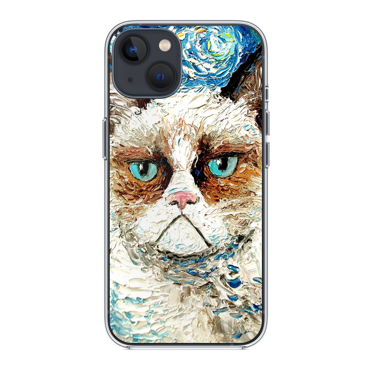 Starry Night Grumpy Cat iPhone 14 Plus Case