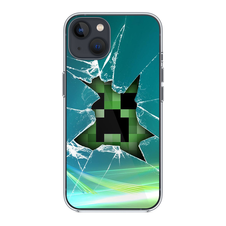 Minecraft Creeper Glass Broken iPhone 14 Plus Case