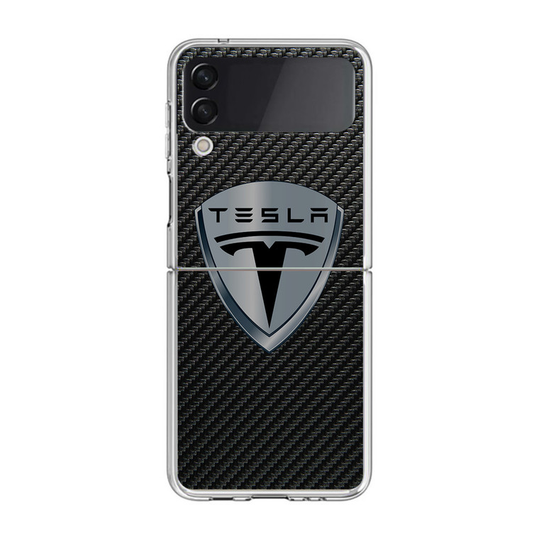 Tesla Motors Logo Carbon Samsung Galaxy Z Flip4 Case