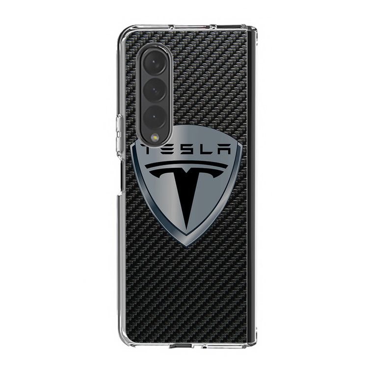 Tesla Motors Logo Carbon Samsung Galaxy Z Fold4 Case