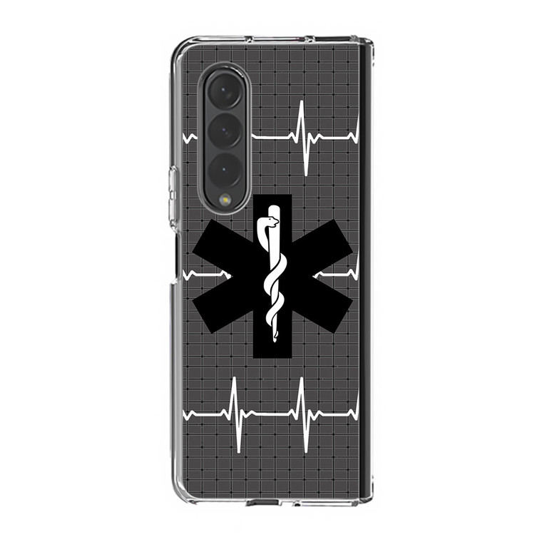 EMT EMS MEDICAL ICON BLACK Samsung Galaxy Z Fold4 Case