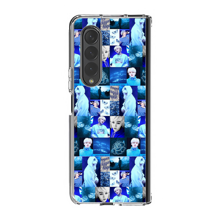 BTS Suga Blue Aesthetic Collage Samsung Galaxy Z Fold4 Case