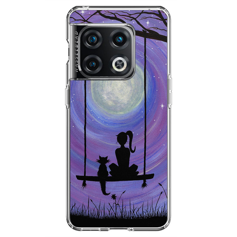 Woman Cat and Moon Samsung Galaxy Z Fold4 Case