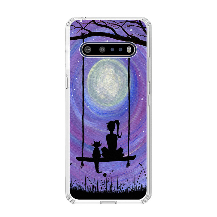 Woman Cat and Moon LG V60 ThinQ 5G Case