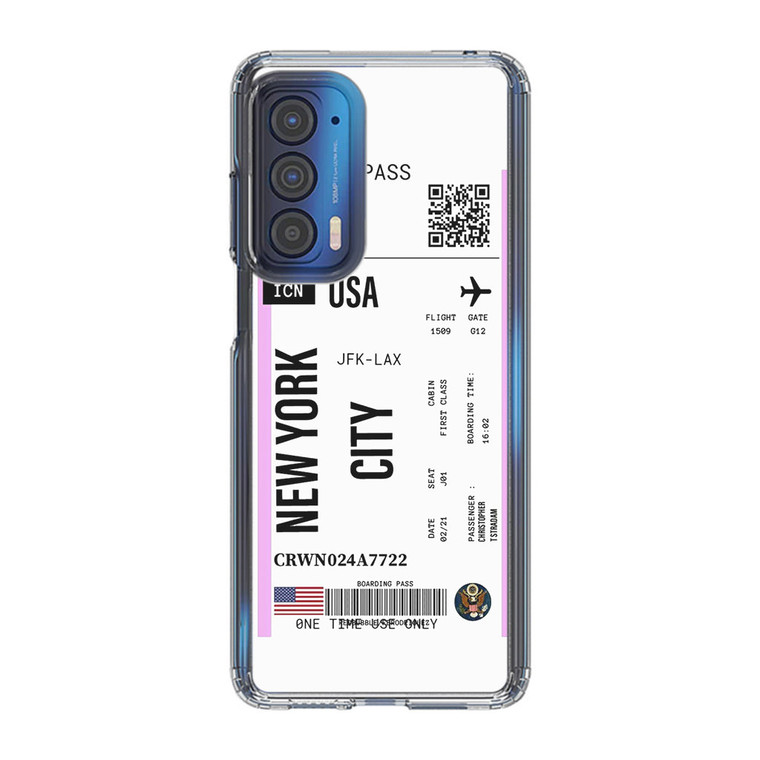 Boarding Pass NYC Motorola Edge 2021 Case