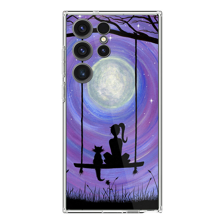 Woman Cat and Moon Samsung Galaxy S23 Ultra Case