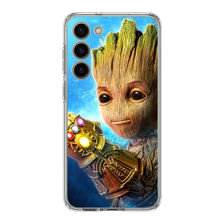 Baby Groot Using the Knob of Infinity Samsung Galaxy S23 Plus Case