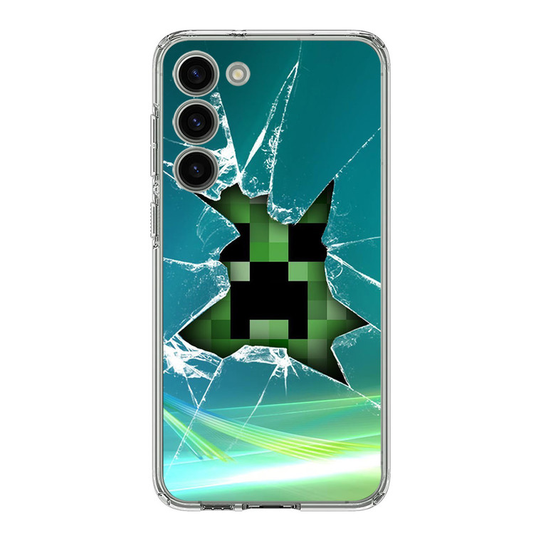 Minecraft Creeper Glass Broken Samsung Galaxy S23 Plus Case
