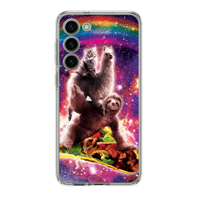 LLama Sloth and Cat Playing Together Samsung Galaxy S23 Case