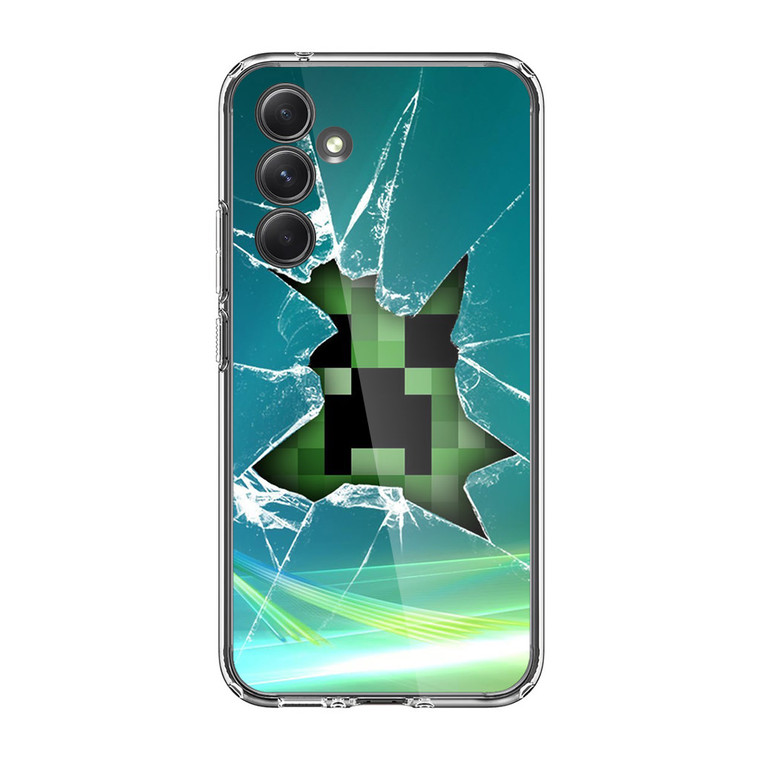 Minecraft Creeper Glass Broken Samsung Galaxy A54 5G Case