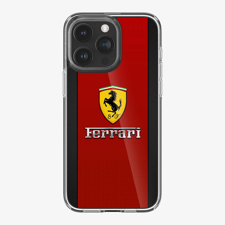 Ferrari Logo Red Carbon iPhone 15 Pro Max Case