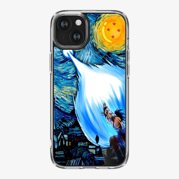 Dragon Ball Goku Kamehameha in Starry Night iPhone 15 Plus Case